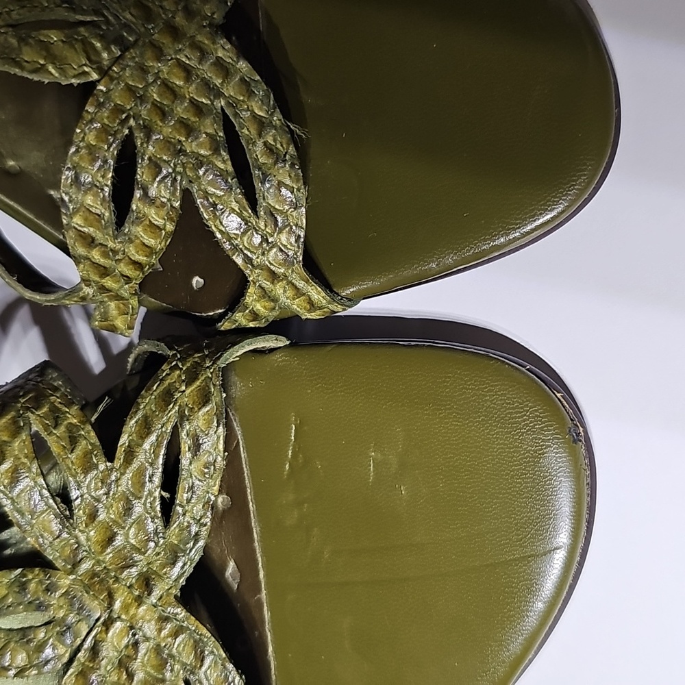 K BCBG Girls Womens Green Snakeskin Open Toe High Heel Buckle Strap Leather… - Picture 14 of 17
